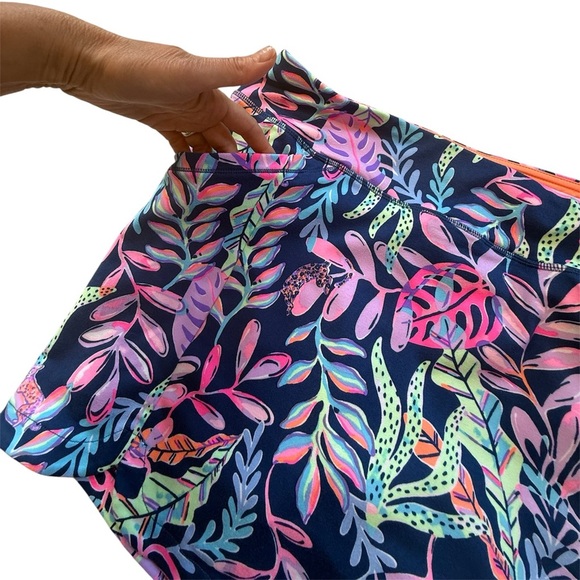 Lilly Pulitzer Luxletic navy blue neon floral stretch women’s size large skort - Picture 4 of 11